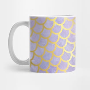 Gold Mermaid Scales on Purple Marble Mug